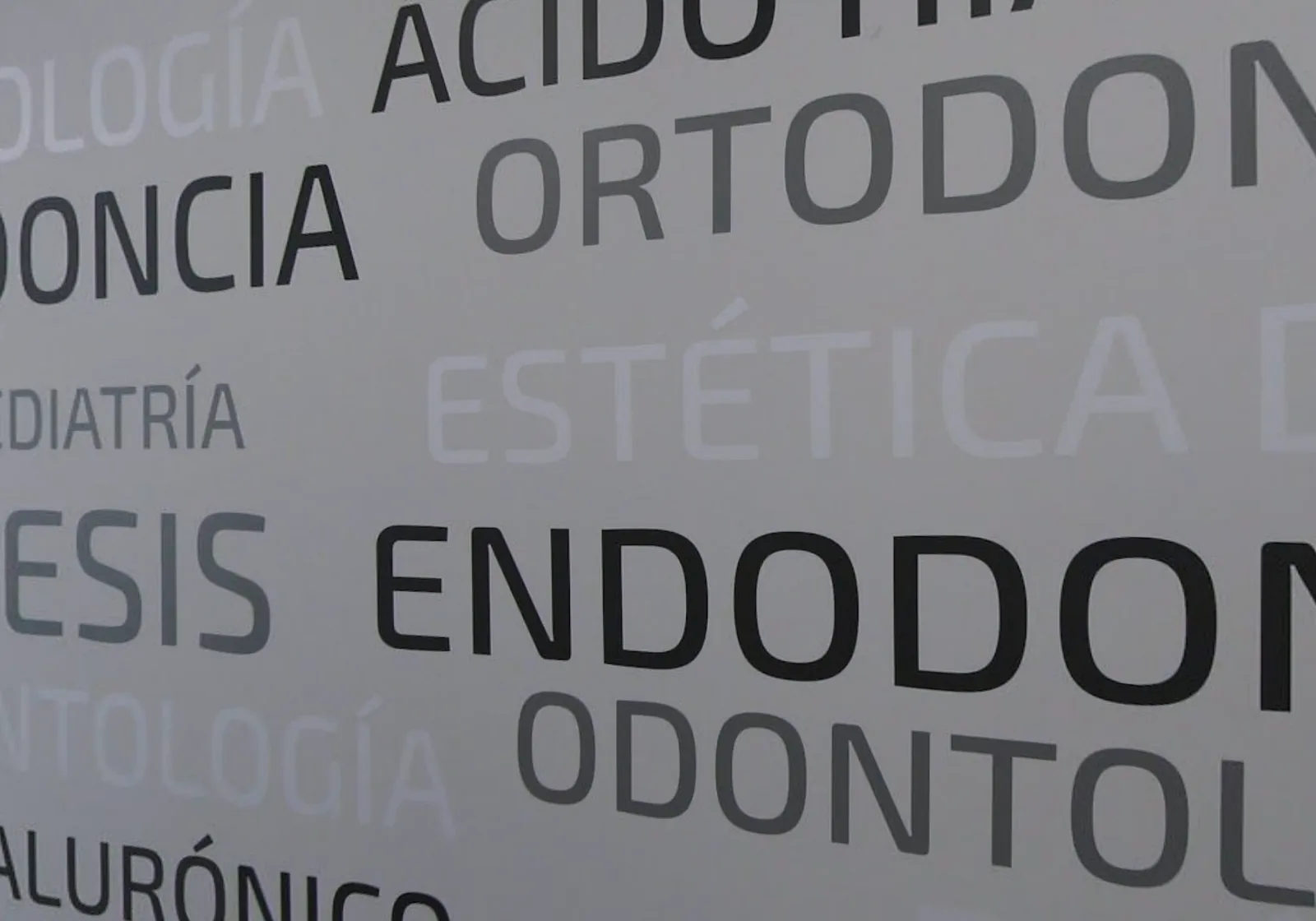 Mural de especialidades de la sala de espera